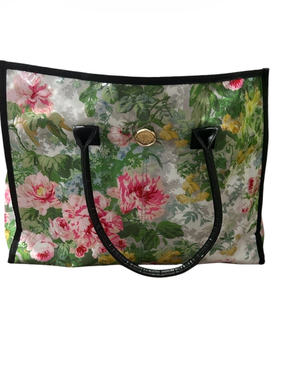 Floral Anna Griffin Print Tote Bag with Black Trim and Handles